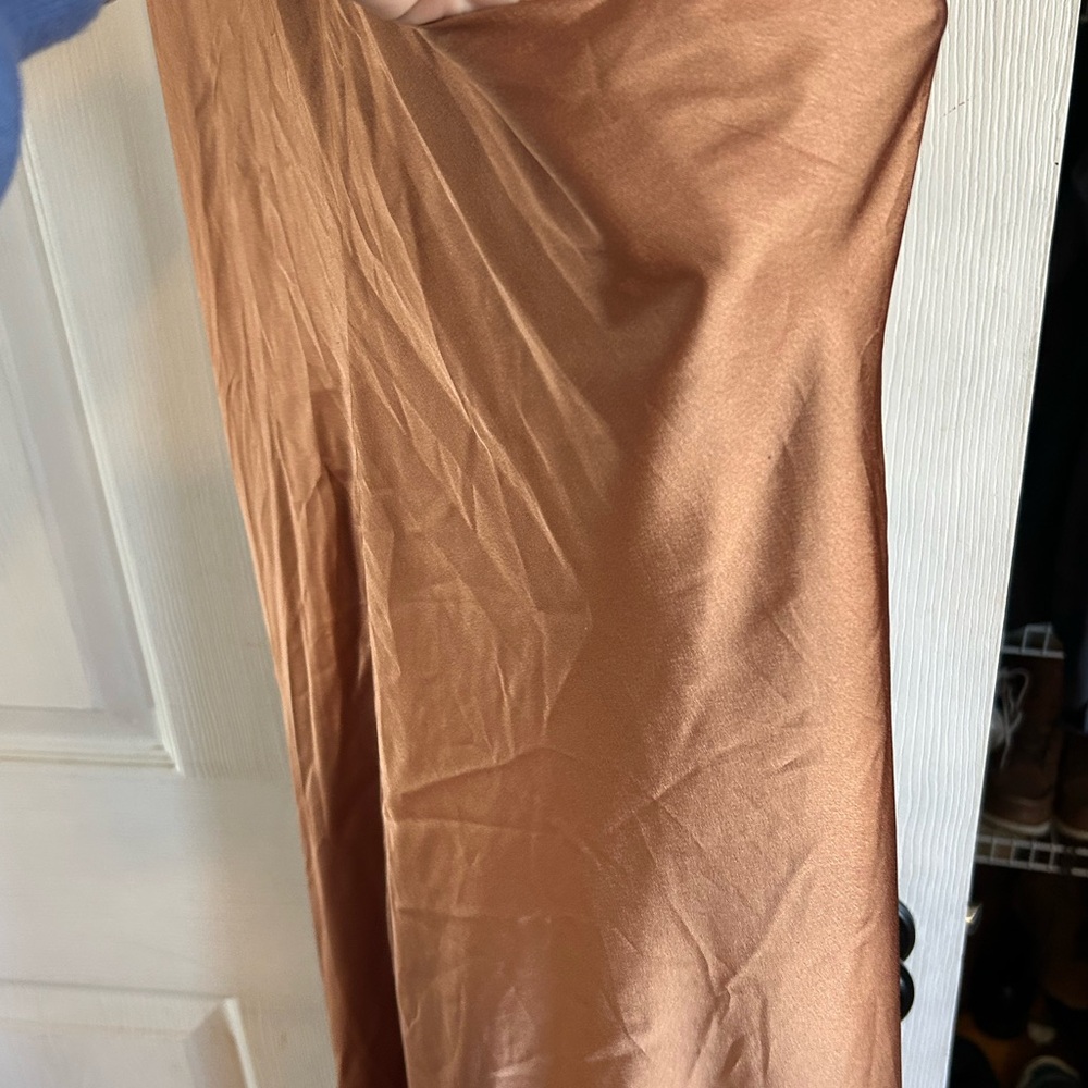 SMYM Jasmine Halter Maxi Dress in Copper Luxe Satin - Picture 7 of 11